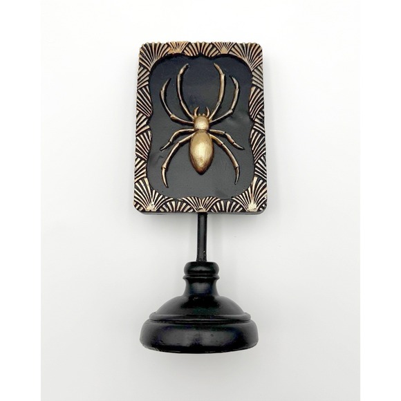 DECOR WALTHER Other - Art Deco Style Spider Decor Black Gold Wood Gothic Dark Academia 9" Orb Weaver